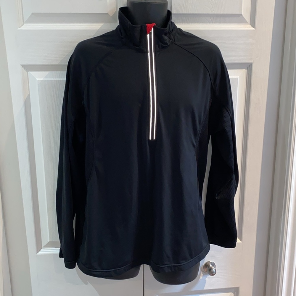 Levelwear Men’s 1/4 Zip Pullover Long Sleeve Shirt Black Red Size Large